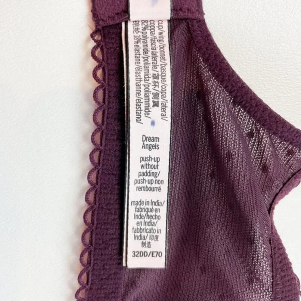 NWOT Victoria's Secret Bra 32DD Dream Angels Push-Up Purple Lace B1379